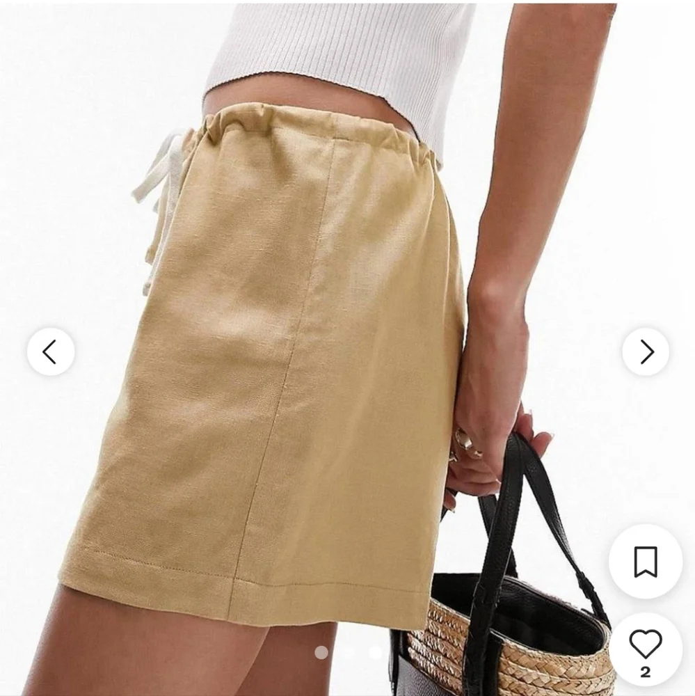 NWT Topshop high waist linen draw cord shorts in sand